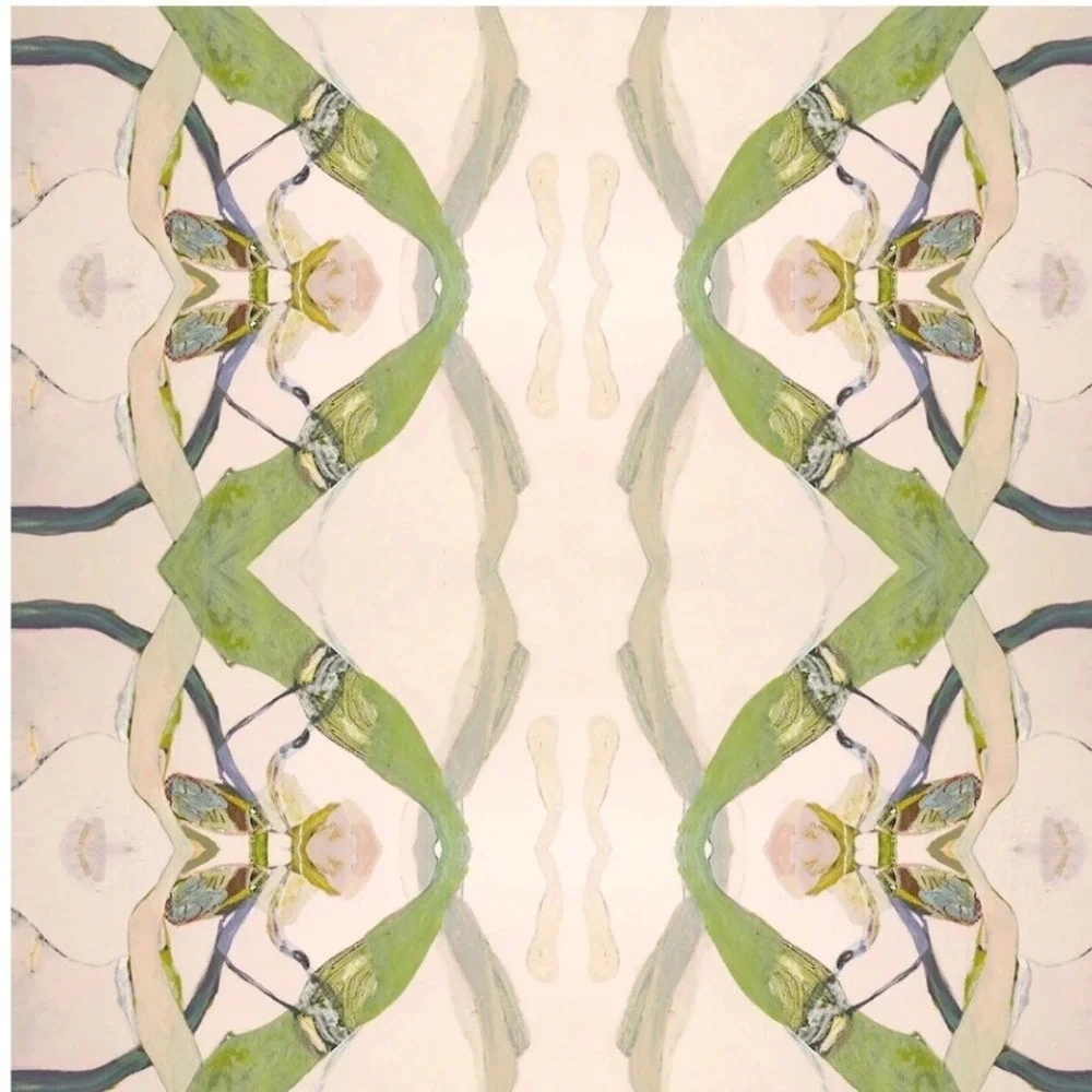 Windy O Connor‎ Green Moth Pillow Throw Accent Botanical 22x22